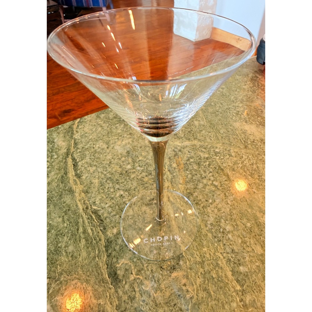Chopin Potato Vodka Martini Glass Silver Stem Oversized Bar Display 8"